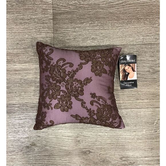 Daisy Fuentes Purple Brown Lace Whimsigoth Decorative Pillow Small Throw New - Picture 1 of 4